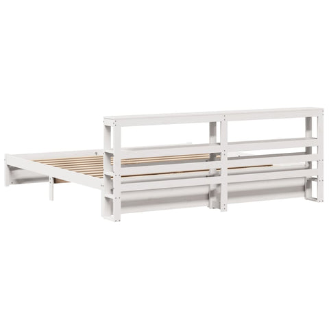vidaXL Bed Frame with Headboard without Mattress White 180x200 cm Super King