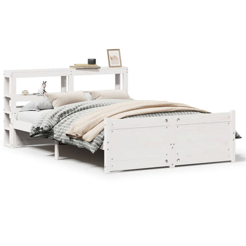 vidaXL Bed Frame with Headboard without Mattress White 135x190 cm Double