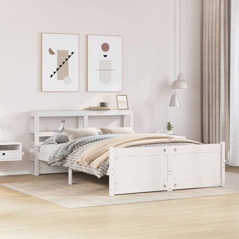 vidaXL Bed Frame with Headboard without Mattress White 160x200 cm