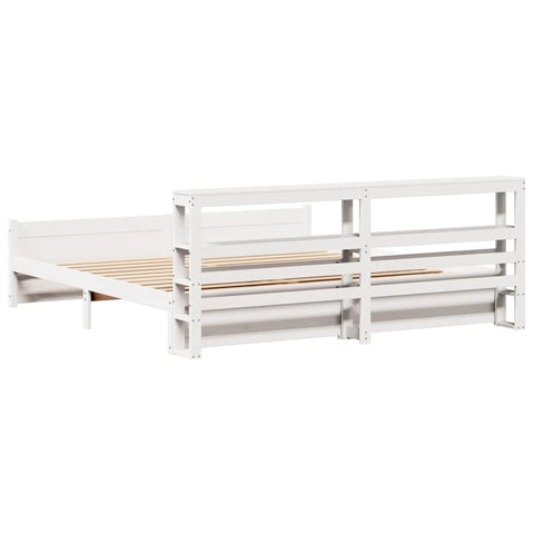 vidaXL Bed Frame with Headboard without Mattress White 180x200 cm Super King