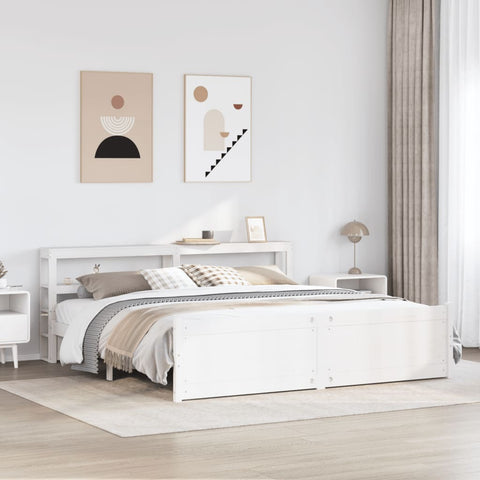 vidaXL Bed Frame with Headboard without Mattress White 180x200 cm Super King