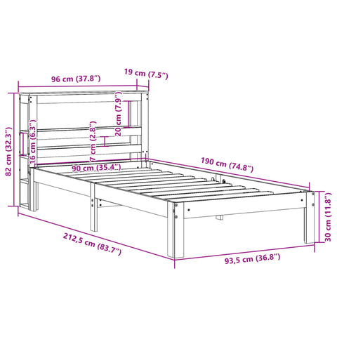 vidaXL Bed Frame with Headboard without Mattress White 90x190 cm Single