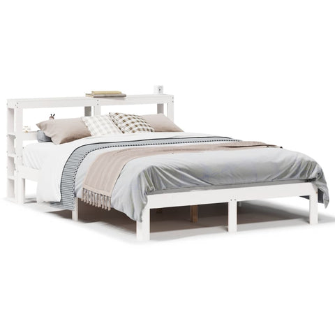 vidaXL Bed Frame with Headboard without Mattress White 135x190 cm Double