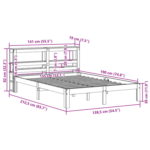 vidaXL Bed Frame with Headboard without Mattress White 135x190 cm Double