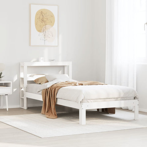 vidaXL Bed Frame with Headboard without Mattress White 90x200 cm