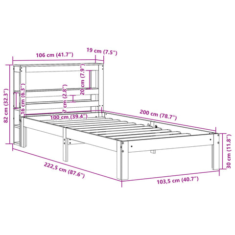 vidaXL Bed Frame with Headboard without Mattress 100x200 cm