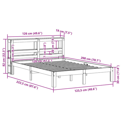 vidaXL Bed Frame with Headboard without Mattress 120x200 cm