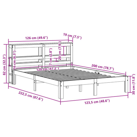 vidaXL Bed Frame with Headboard without Mattress White 120x200 cm