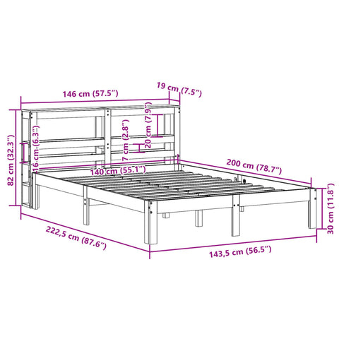 vidaXL Bed Frame with Headboard without Mattress White 140x200 cm
