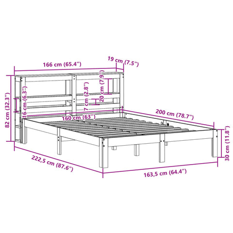 vidaXL Bed Frame with Headboard without Mattress 160x200 cm
