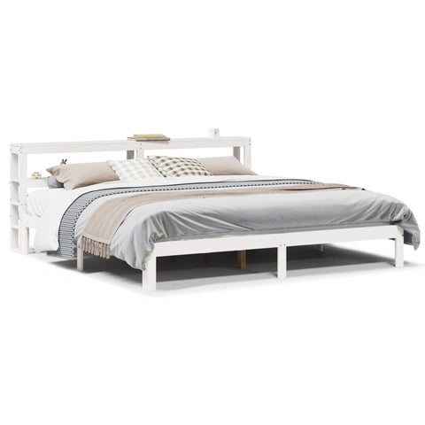 vidaXL Bed Frame with Headboard without Mattress White 180x200 cm Super King