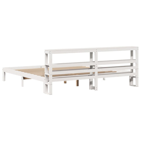 vidaXL Bed Frame with Headboard without Mattress White 180x200 cm Super King