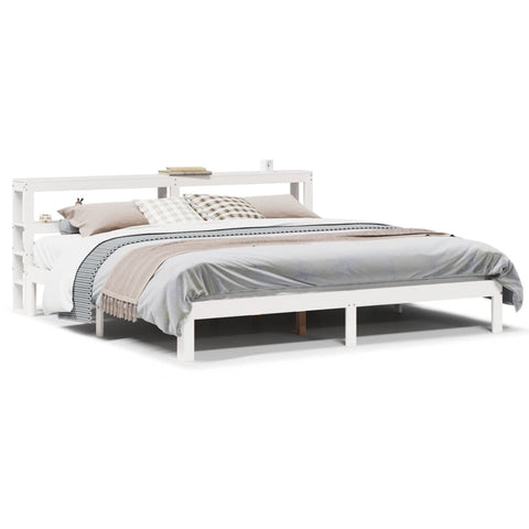 vidaXL Bed Frame with Headboard without Mattress White 200x200 cm