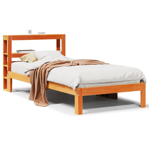 vidaXL Bed Frame without Mattress Wax Brown 90x190 cm Single Solid Wood Pine