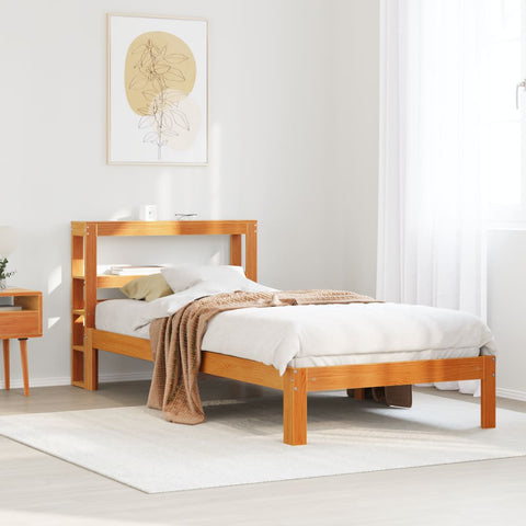 vidaXL Bed Frame without Mattress Wax Brown 90x190 cm Single Solid Wood Pine