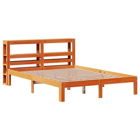 vidaXL Bed Frame without Mattress Wax Brown 140x190 cm Solid Wood Pine