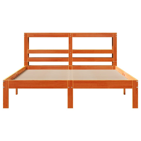 vidaXL Bed Frame without Mattress Wax Brown 140x190 cm Solid Wood Pine