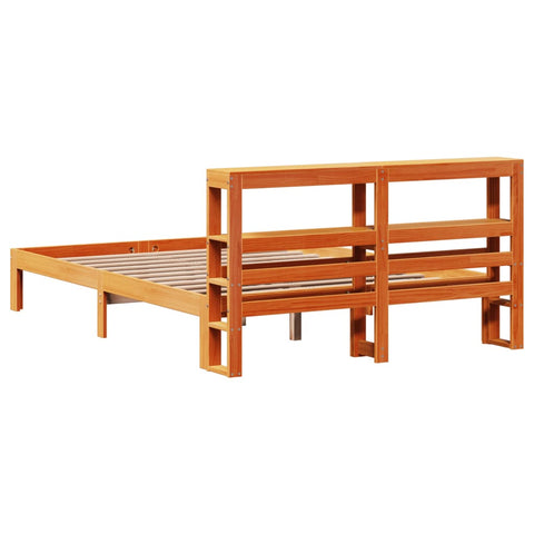 vidaXL Bed Frame without Mattress Wax Brown 140x190 cm Solid Wood Pine