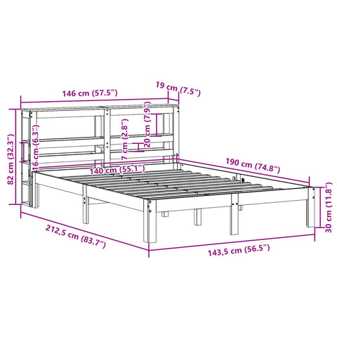 vidaXL Bed Frame without Mattress Wax Brown 140x190 cm Solid Wood Pine