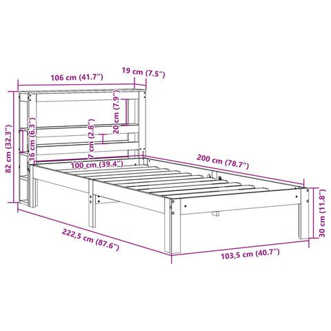 vidaXL Bed Frame without Mattress Wax Brown 100x200 cm Solid Wood Pine