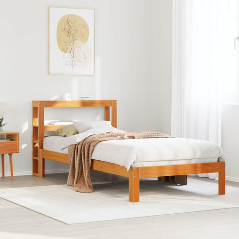vidaXL Bed Frame without Mattress Wax Brown 100x200 cm Solid Wood Pine