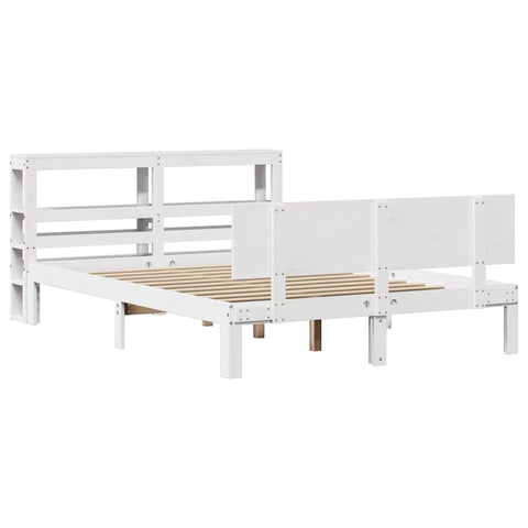 vidaXL Bed Frame with Headboard without Mattress White 135x190 cm Double