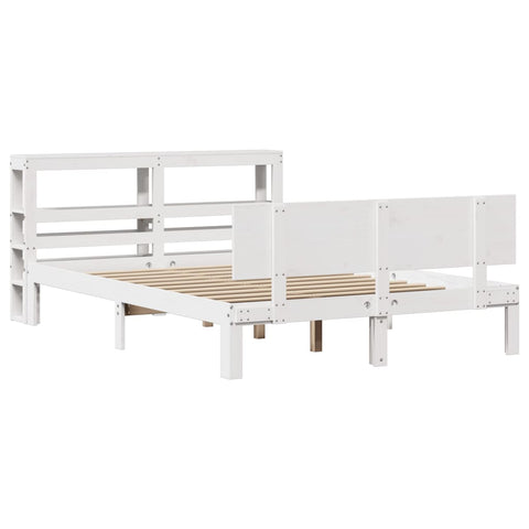 vidaXL Bed Frame with Headboard without Mattress White 140x190 cm