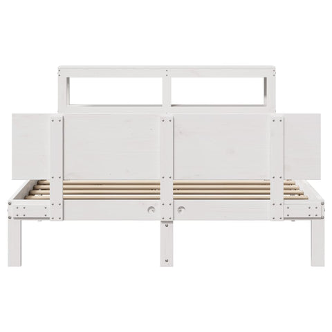 vidaXL Bed Frame with Headboard without Mattress White 140x190 cm