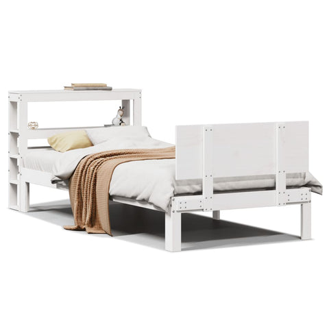 vidaXL Bed Frame with Headboard without Mattress White 90x200 cm
