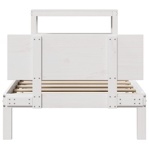 vidaXL Bed Frame with Headboard without Mattress White 90x200 cm