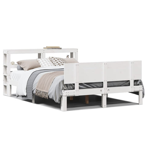 vidaXL Bed Frame with Headboard without Mattress White 140x200 cm