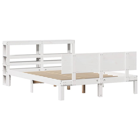 vidaXL Bed Frame with Headboard without Mattress White 140x200 cm