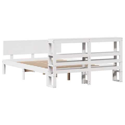 vidaXL Bed Frame with Headboard without Mattress White 140x200 cm