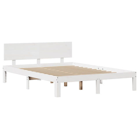 vidaXL Bed Frame with Headboard without Mattress White 140x200 cm