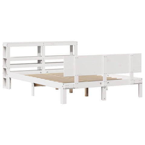 vidaXL Bed Frame with Headboard without Mattress White 160x200 cm