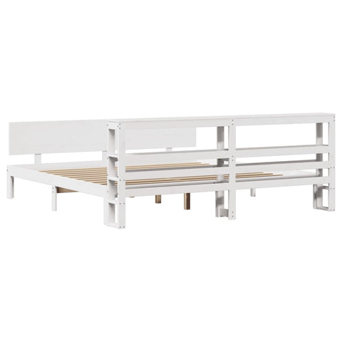 vidaXL Bed Frame with Headboard without Mattress White 180x200 cm Super King