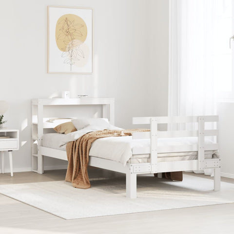vidaXL Bed Frame with Headboard without Mattress White 90x190 cm Single