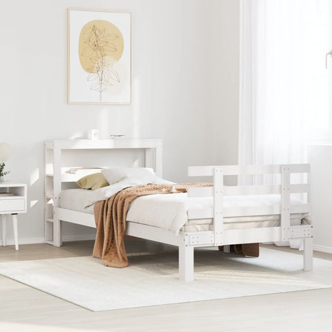 vidaXL Bed Frame with Headboard without Mattress White 90x200 cm