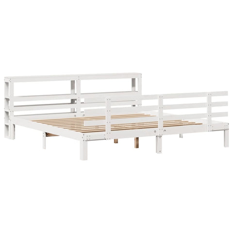vidaXL Bed Frame with Headboard without Mattress White 180x200 cm Super King