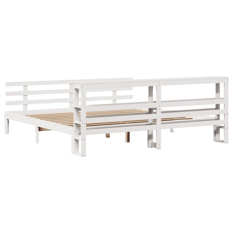 vidaXL Bed Frame with Headboard without Mattress White 180x200 cm Super King