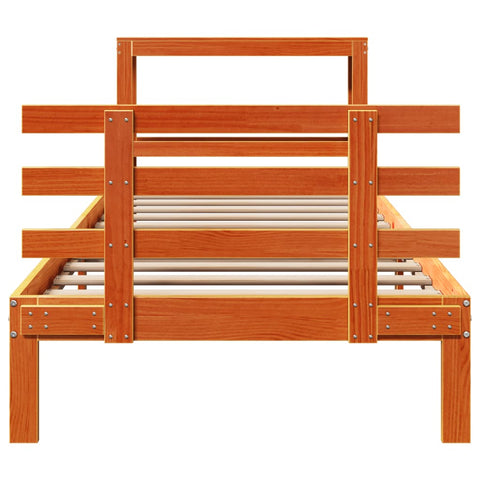 vidaXL Bed Frame with Headboard without Mattress Wax Brown 75x190 cm Small Single