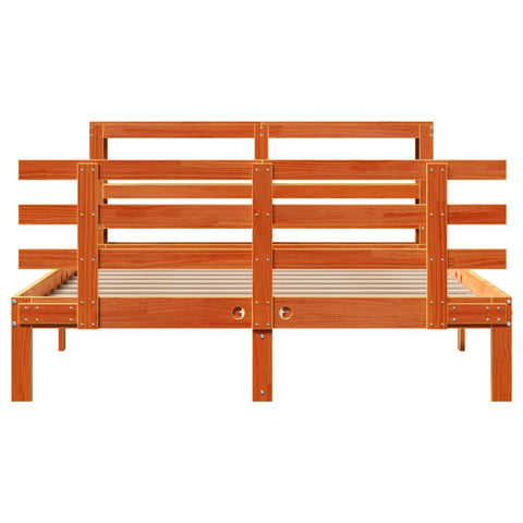 vidaXL Bed Frame with Headboard without Mattress Wax Brown 150x200 cm King Size