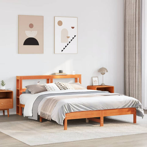 vidaXL Bed Frame without Mattress Wax Brown 160x200 cm Solid Wood Pine