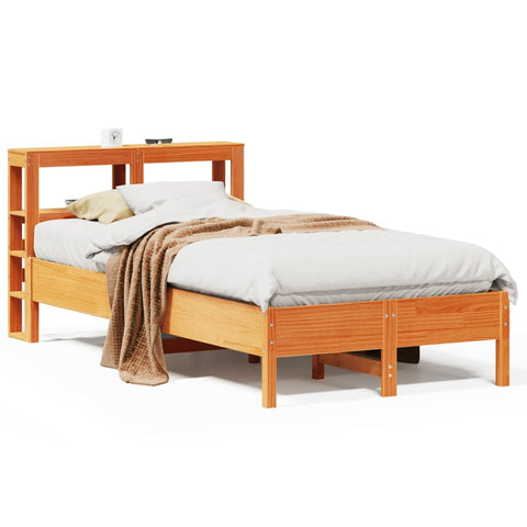 vidaXL Bed Frame without Mattress Wax Brown 120x190 cm Small Double Solid Wood Pine