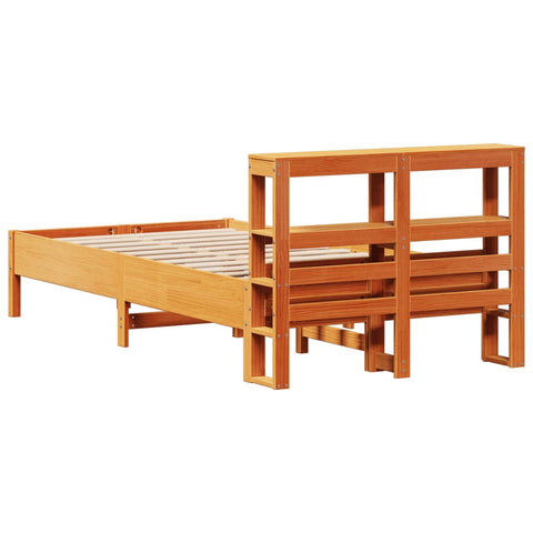 vidaXL Bed Frame without Mattress Wax Brown 120x190 cm Small Double Solid Wood Pine