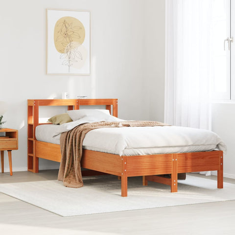 vidaXL Bed Frame without Mattress Wax Brown 120x190 cm Small Double Solid Wood Pine