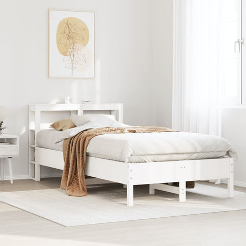 vidaXL Bed Frame without Mattress White 75x190 cm Small Single Solid Wood Pine