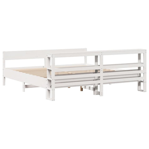 vidaXL Bed Frame without Mattress White 180x200 cm Super King Solid Wood Pine