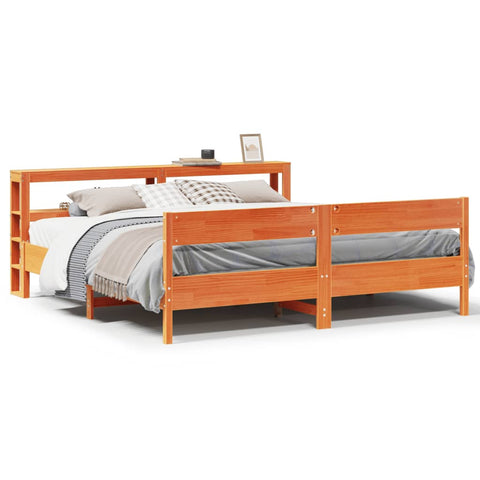 vidaXL Bed Frame without Mattress Wax Brown 180x200 cm Super King Solid Wood Pine