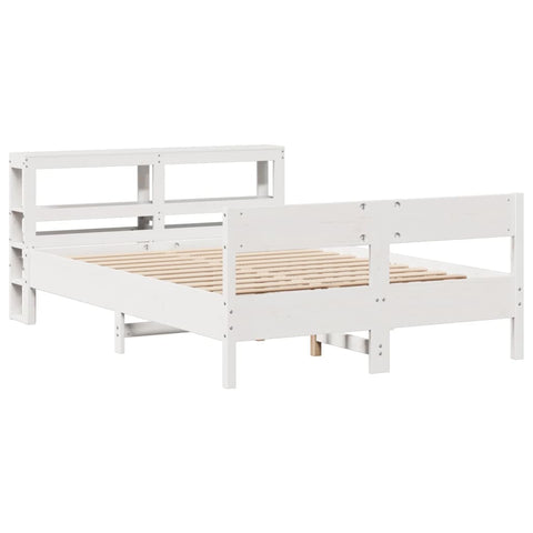 vidaXL Bed Frame without Mattress White 150x200 cm King Size Solid Wood Pine